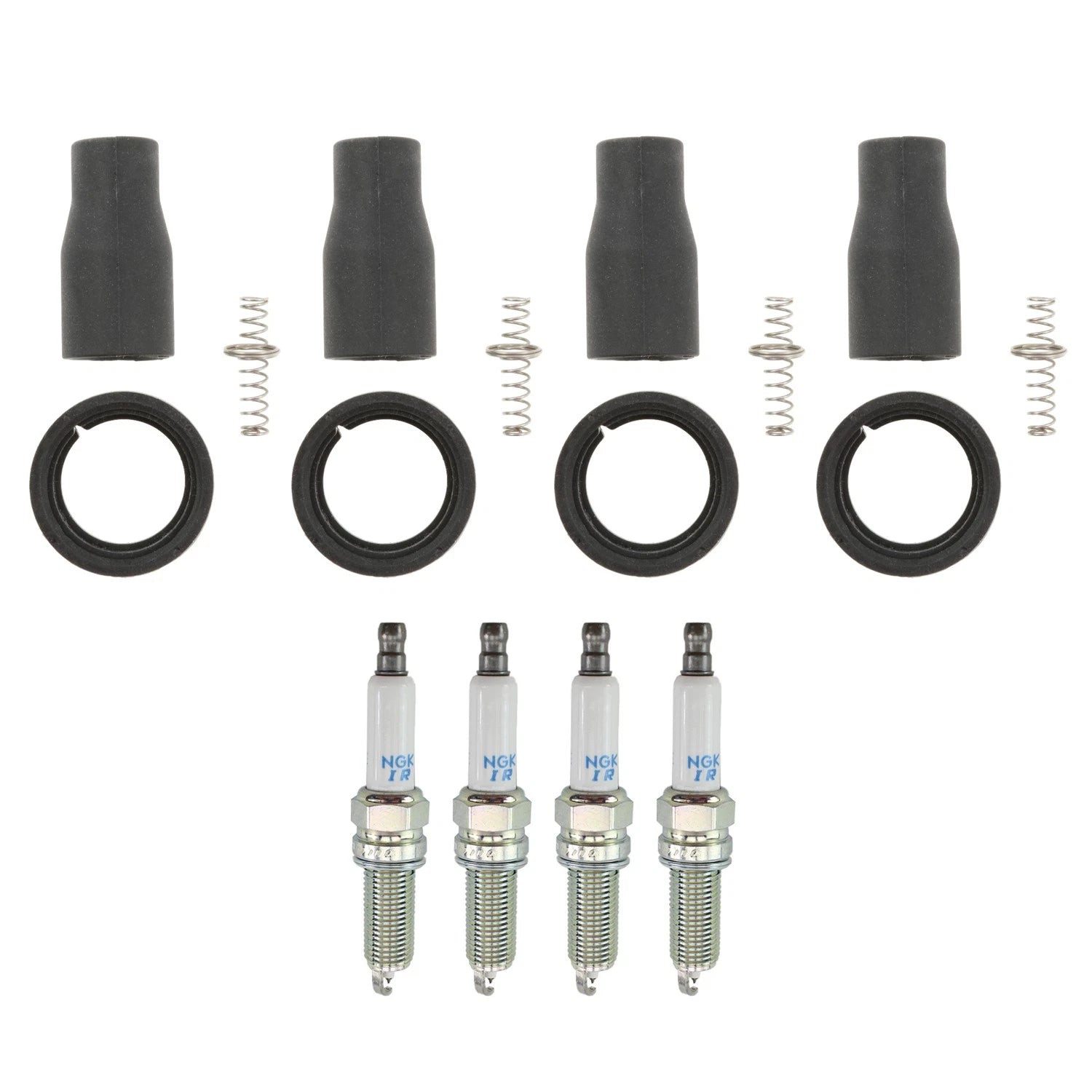 Set of 4 NGK Laser Iridium Spark Plugs & Coil Boots for Kia Sorento (2011–2016)