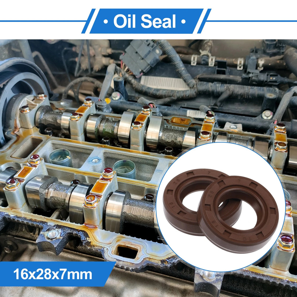 Set of 2 Oil Seal Rotary Shaft Seal FKM Rubber 16x28x7mm