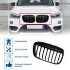 1 Pair Front Upper Bumper Grille for BMW X1 F48 (2016–2022) Gloss Black