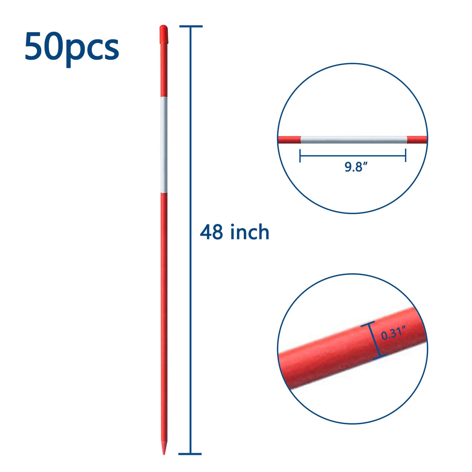 Set of 4 Red Driveway Markers for Easy Visibility