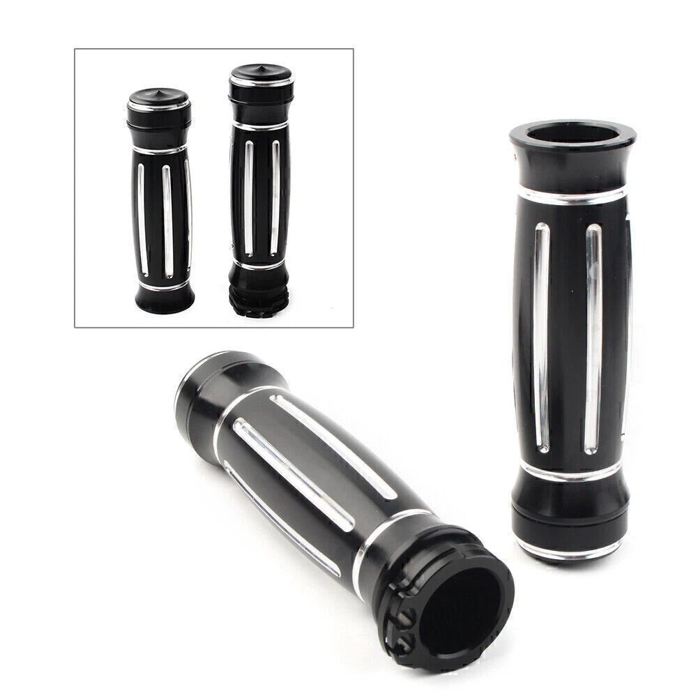 2X CNC Billet Aluminum 1" Handlebar Hand Grips for Harley Touring
