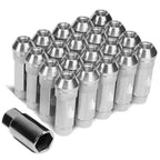 Set of 20 J2 7075 Forged Aluminum M12 x 1.5 Open-End Lug Nuts w/Key Silver
