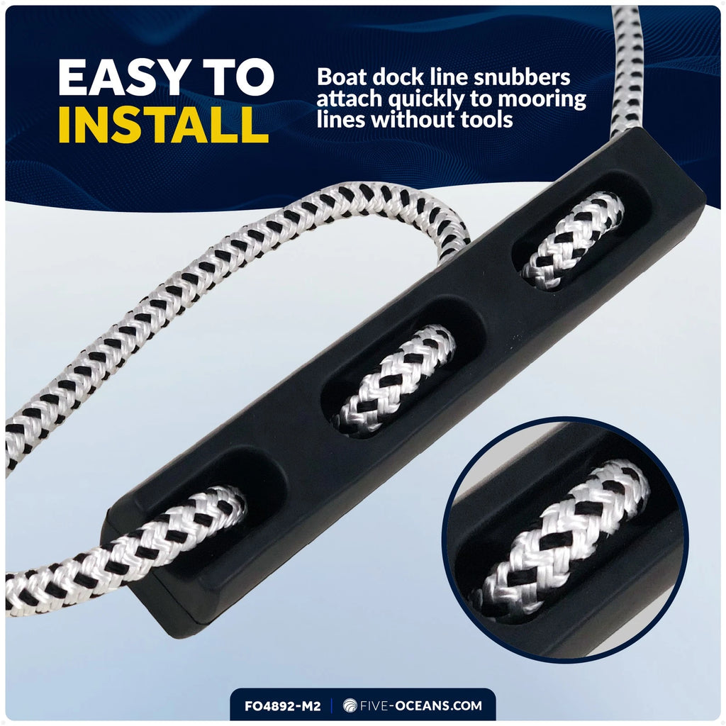 2-Pack Rubber Boat Dock Line Snubbers for Marine Use (1/2" to 9/16" Rope)