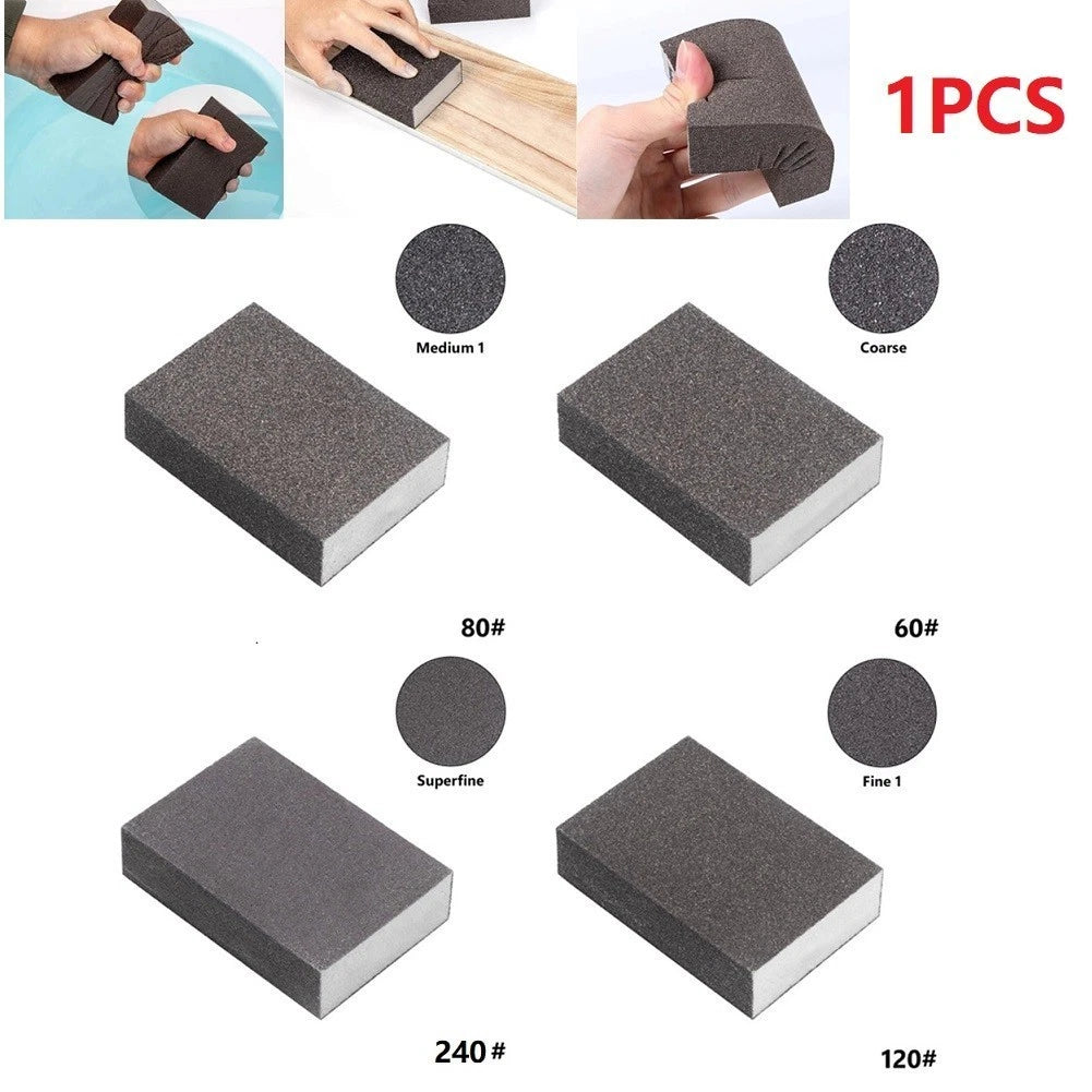 Set of 4 Polishing Sanding Sponge Blocks 60# 80# 120# 240# Grit 100mmx70mmx25mm