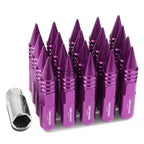 20X M12X1.5 107MM Tall 20MM OD Purple Aluminum Spike Cap Lug Nuts + Adapter