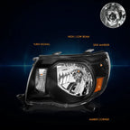 Direct Replacement Headlight for Tacoma (2005–2011) Black Housing Amber Corner