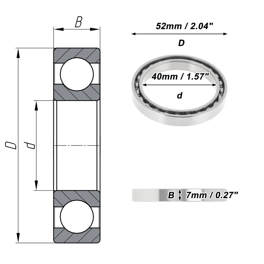 Deep Groove Ball Bearing 40x52x7mm for Scooter Skateboard (P5)