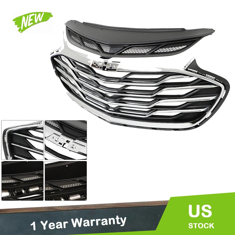Front Bumper Upper Grille for Chevrolet Cruze (2019) Black/Chrome Trim