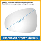 Heated Left Side Mirror Glass for Volkswagen Touareg (2010–2018)
