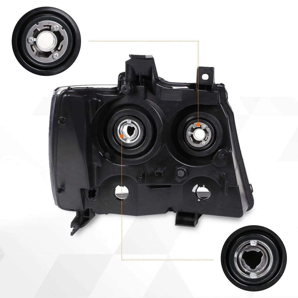 Black Housing Clear Corner Headlight for Suburban/Avalanche (2007–2014)