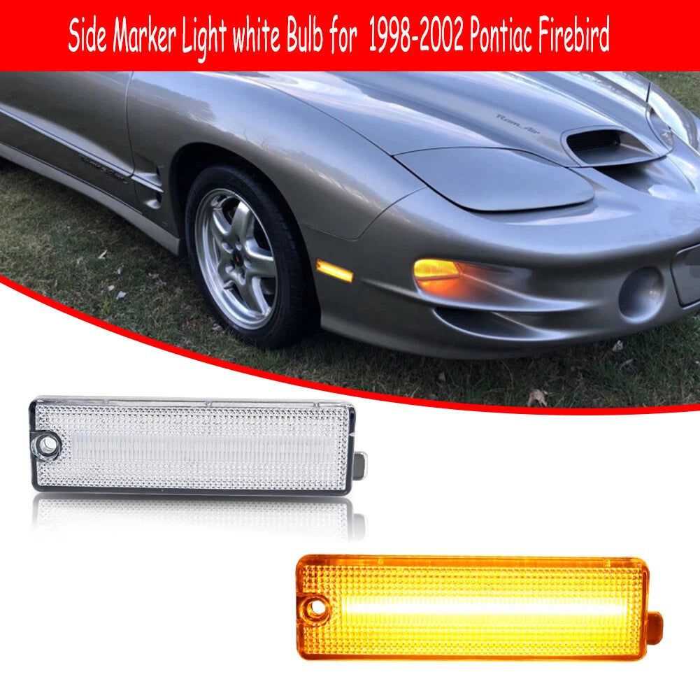 2X Clear Amber LED Front Bumper Side Marker Lights for Pontiac Firebird (1998–2002)