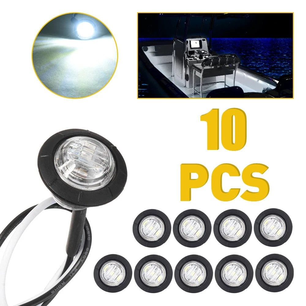 Set of 2 Round Side Marker Lights for Truck Trailer (LED, 3/4")
