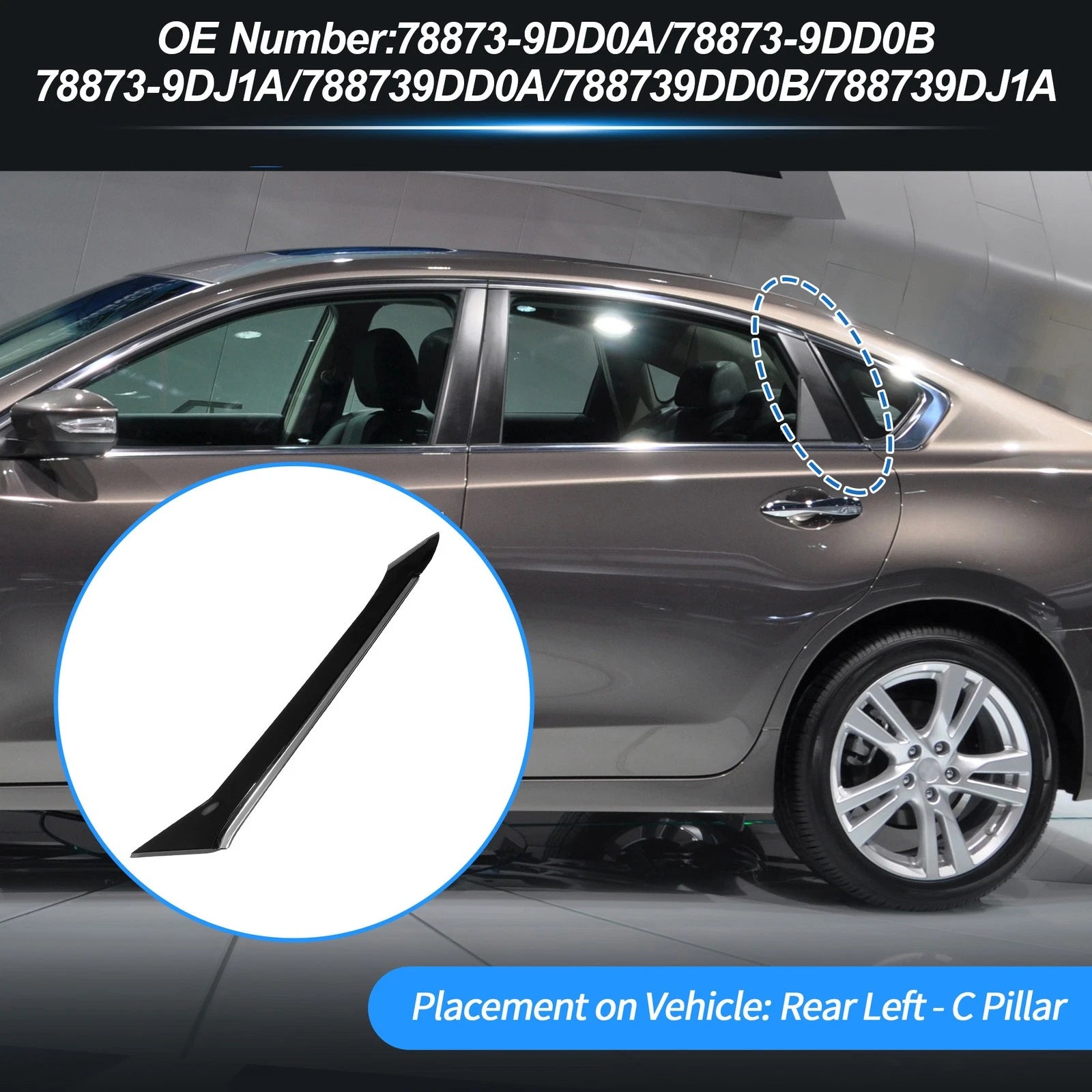 Rear Left C Pillar Window Cover Trim for Nissan Maxima (2016–2018) 788739DD0A