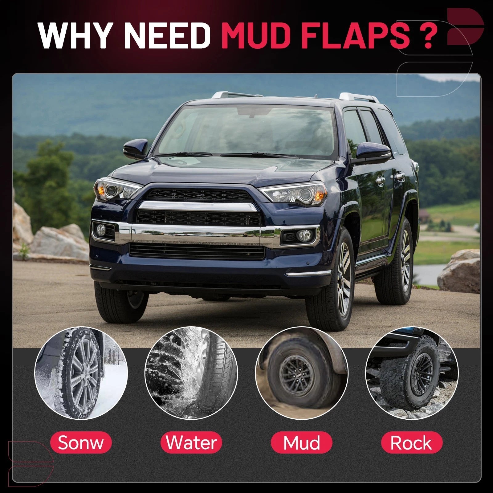 Splash Guards Mud Flaps for Toyota 4Runner (2010-2021) (4pcs)