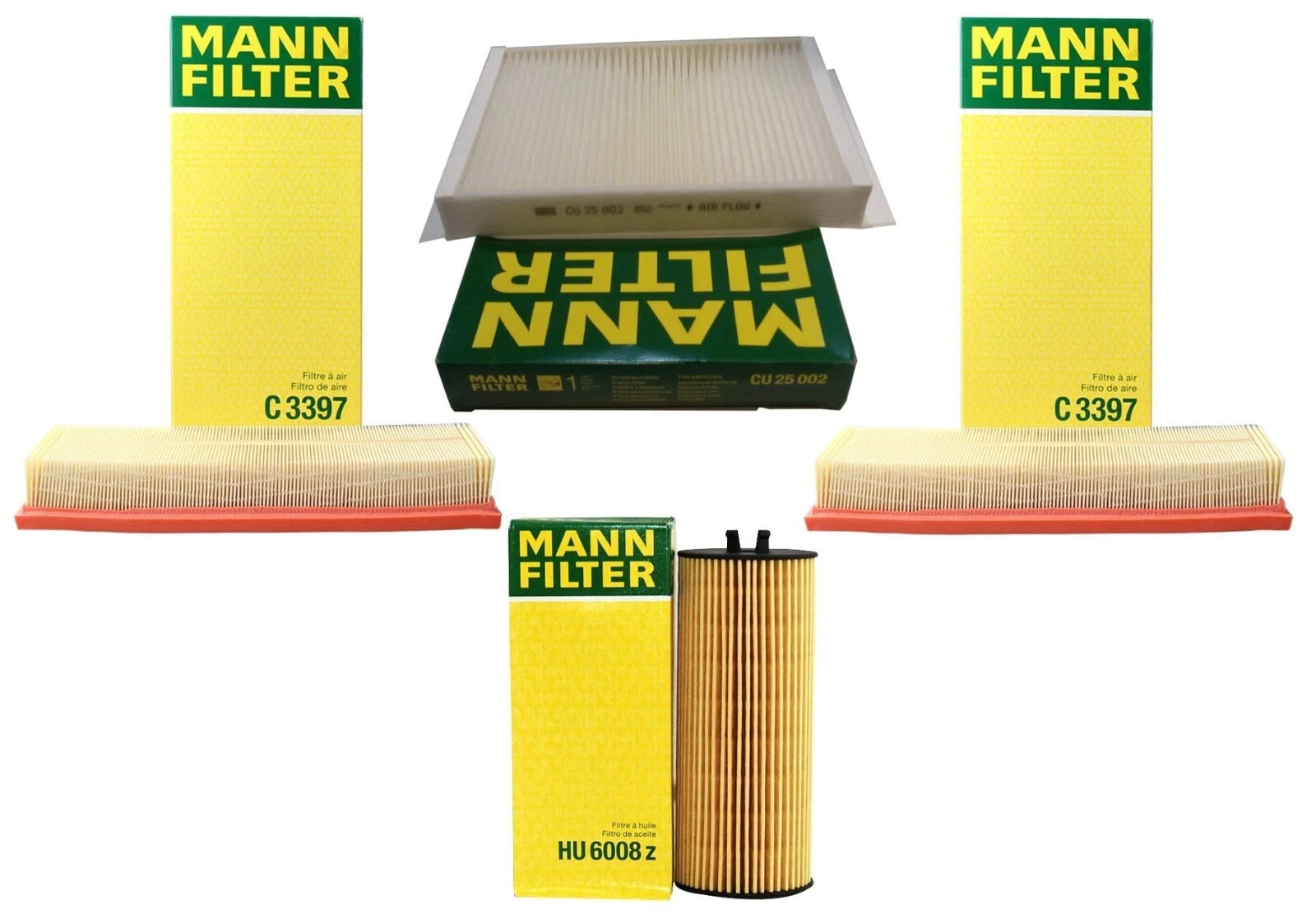 Set of 2 Mann Oil Paper Cabin Air Filters for Benz W166 X166 (2012–2019)