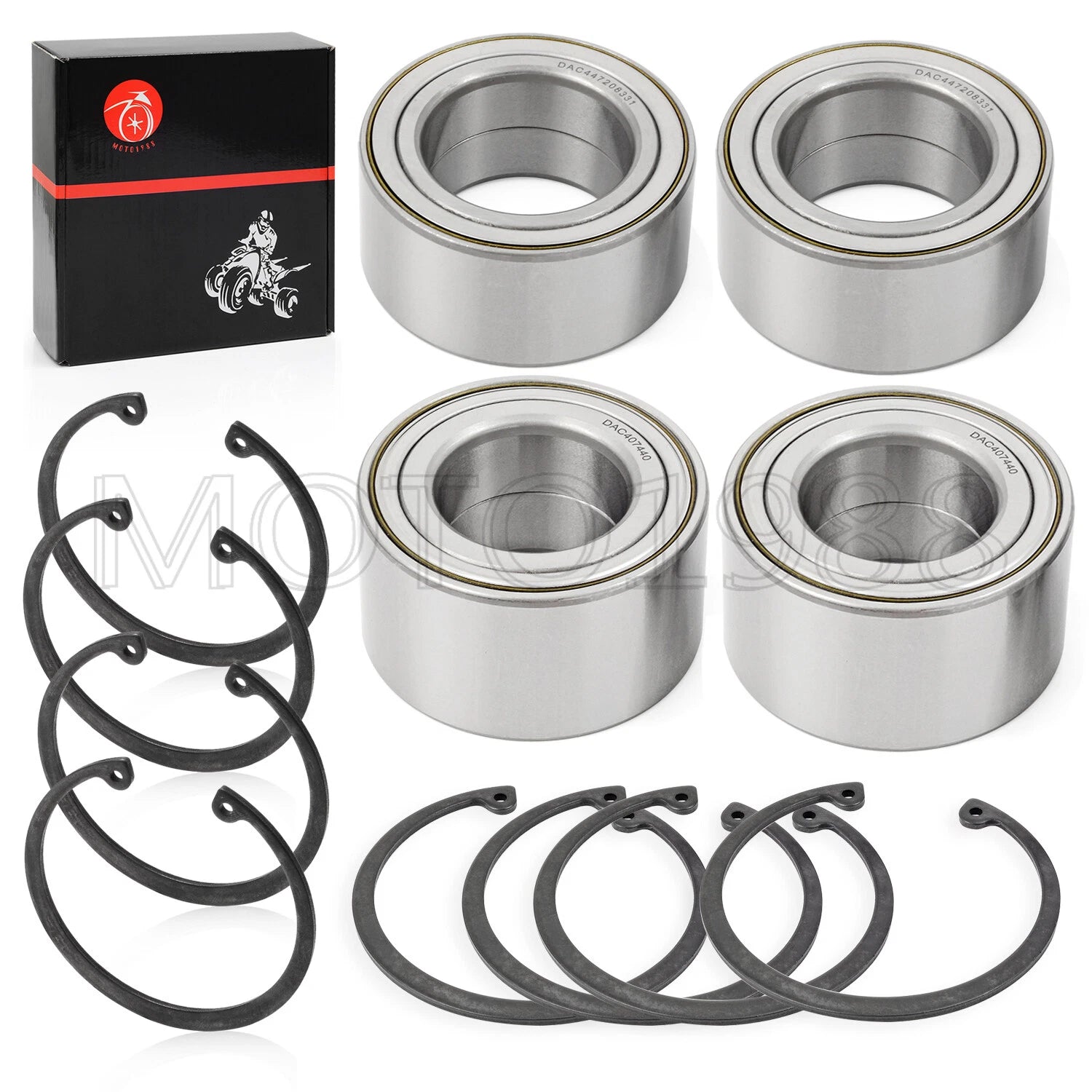 Front & Rear Wheel Bearings & Ring Clip for Polaris RZR 800 (2010–2014)