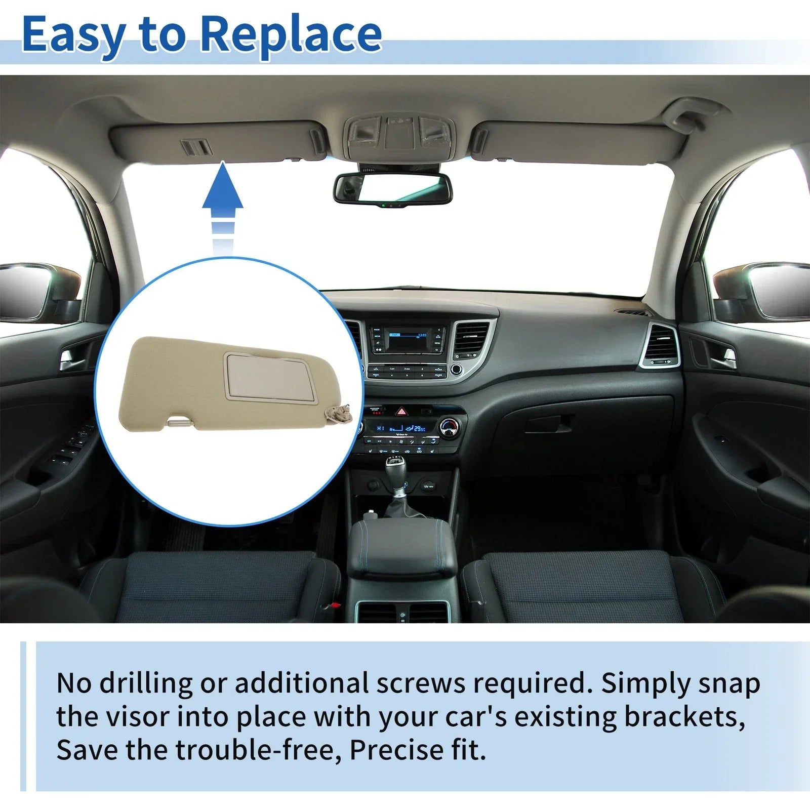 Left Side Sun Visor for Honda CR-V (2017-2019) Beige 1 x Piece