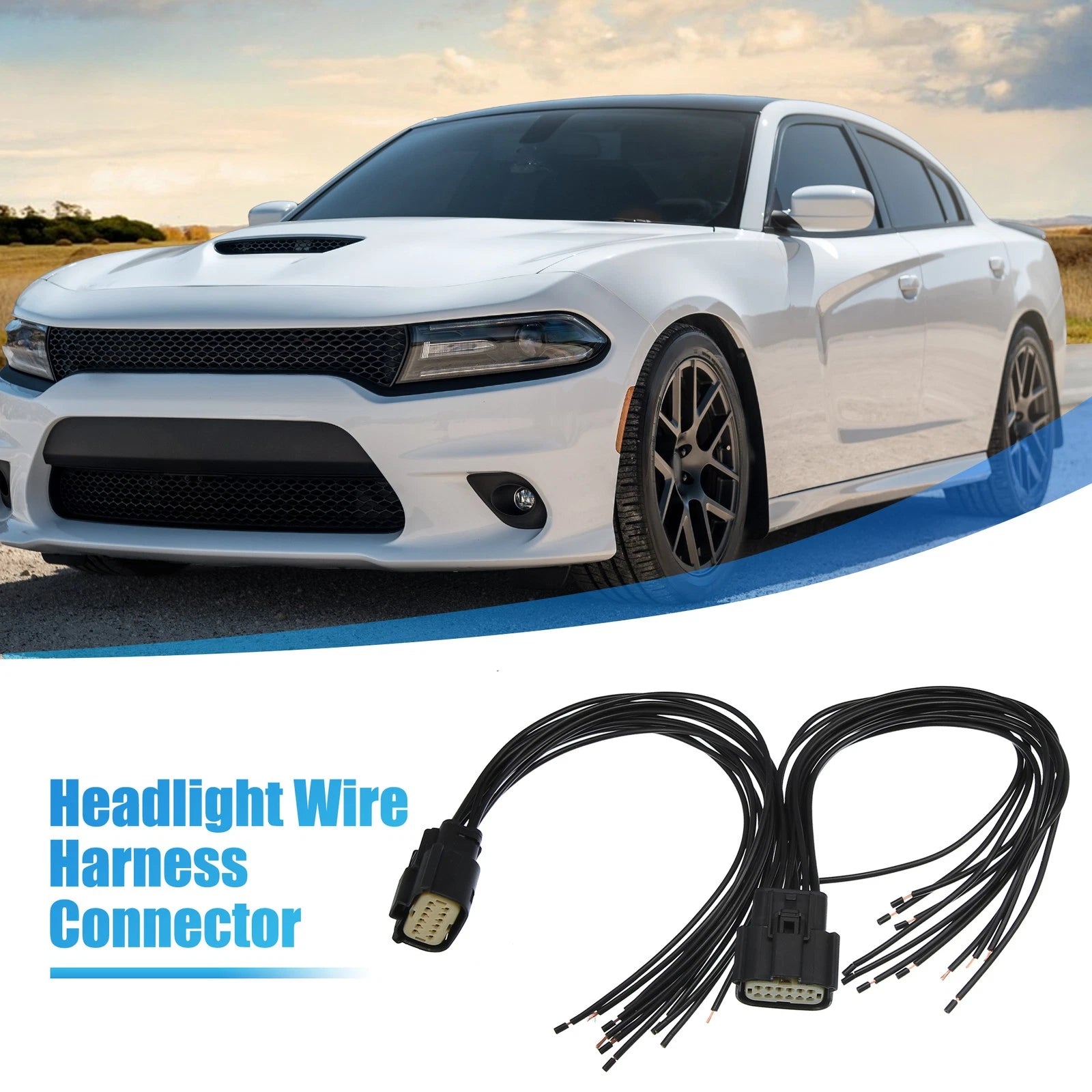 2X Halogen Headlight Wire Harness Connector 68364272AA for Dodge Charger (2011–2023)