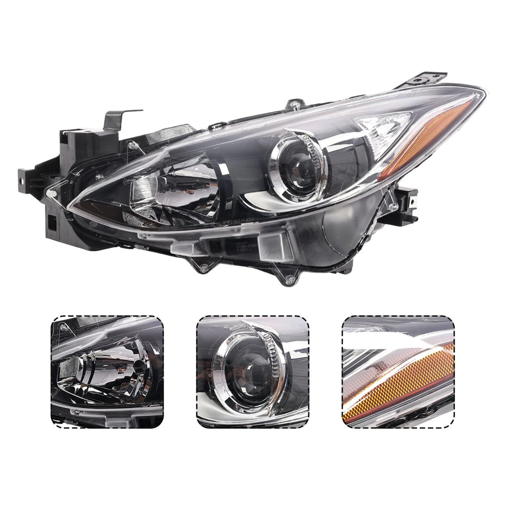 Left Driver Side Headlight for Mazda 3 Hatchback/Sedan (2014–2016)