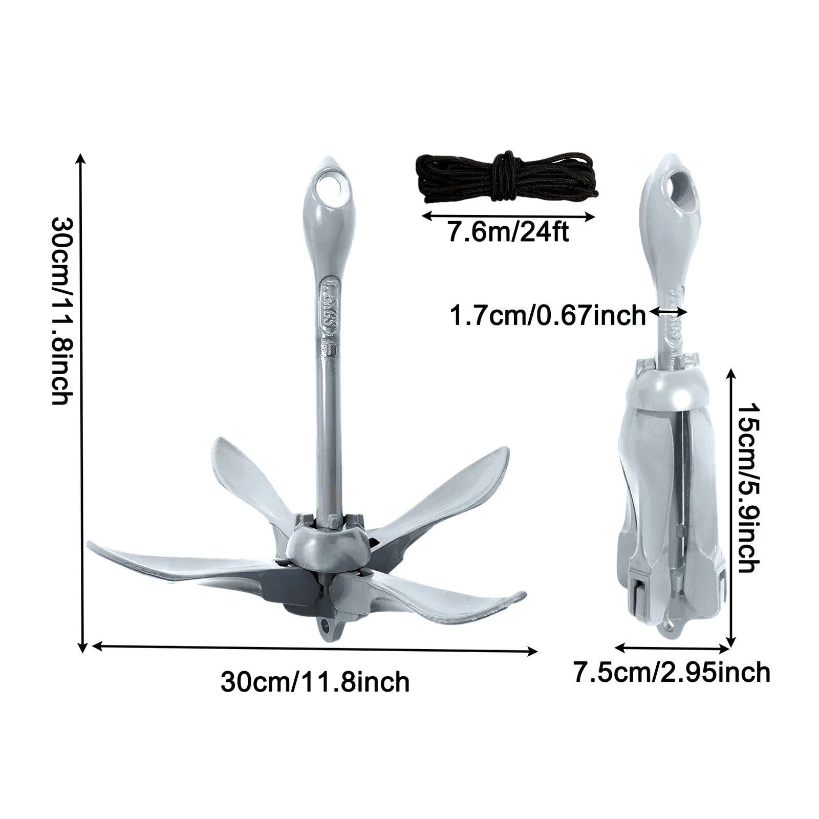 1.5KG Folding Grapnel Anchor for Kayak Boat (Marine Use)
