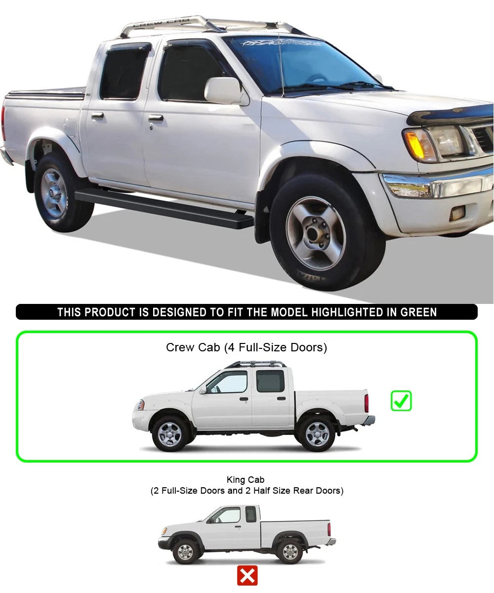 Running Boards for Nissan Frontier Crew Cab (1999-2004) - 5 Inch Matte Black
