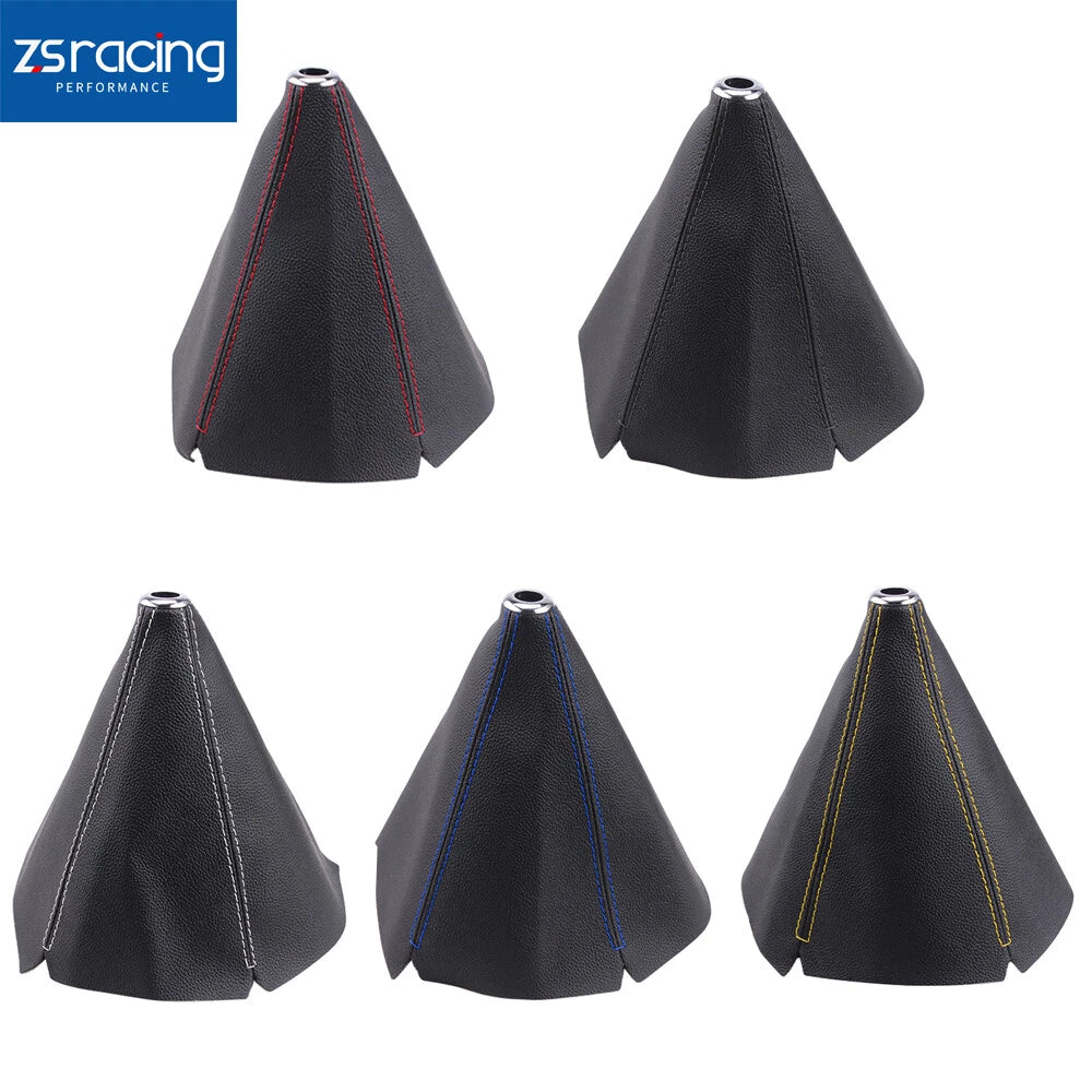 Racing Shifter Boot Cover for Manual Automatic Shift Knob - Black Red Blue Stitch