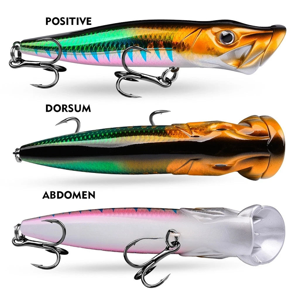 ABS Popper Lure 12cm 19g & 16cm 50g for Bass Pike Musky Fishing