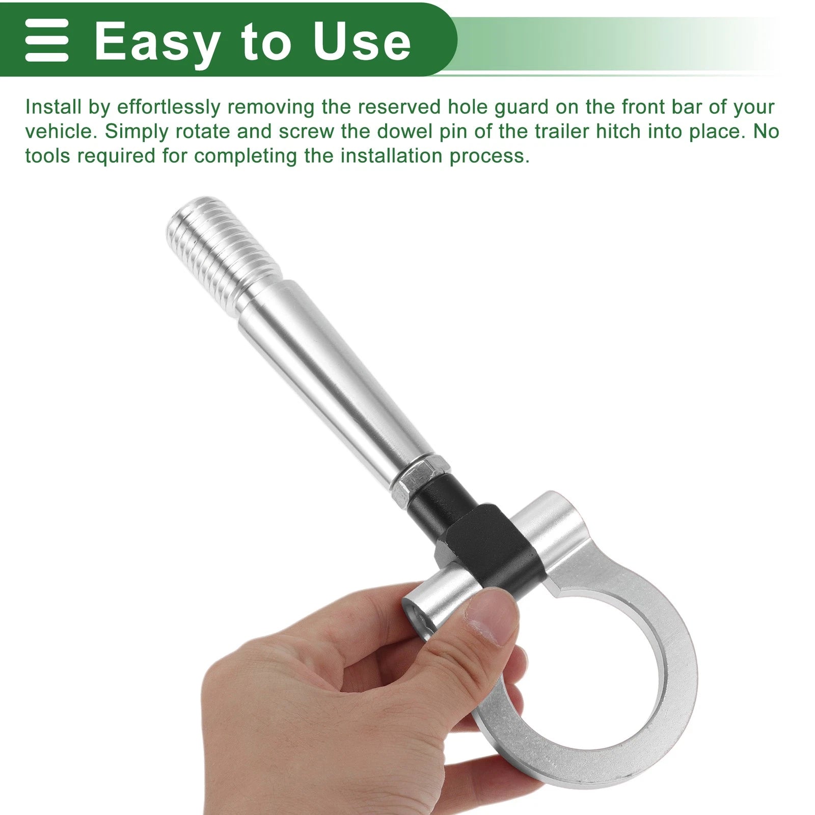 Tow Hook for Mitsubishi Lancer EX (23.6mm Aluminum Alloy, Silver Tone)