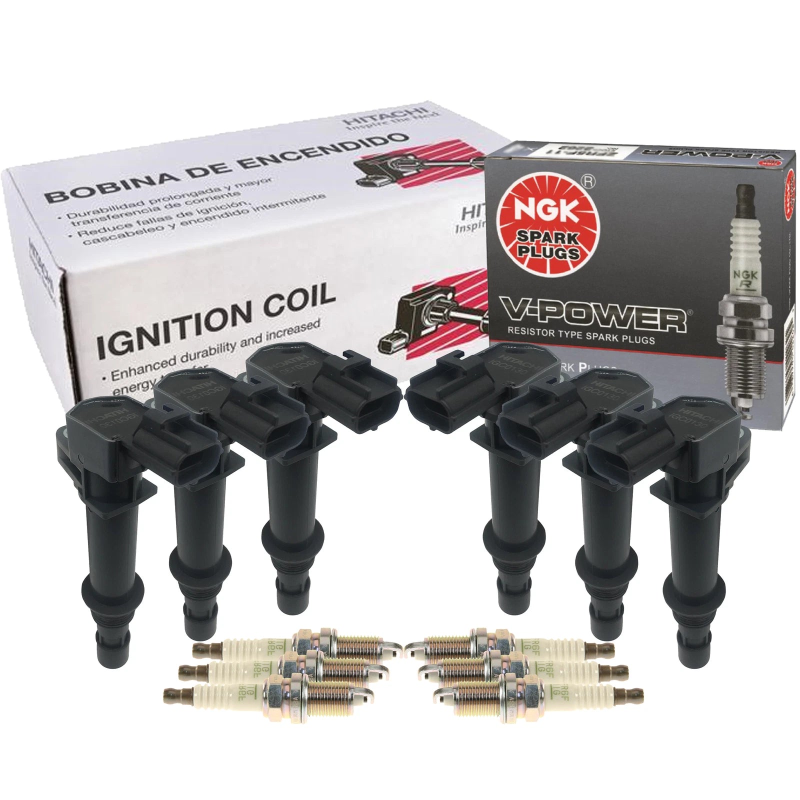 Set of 6 Ignition Coils & 6 NGK V-Power Spark Plugs for Dodge Jeep 3.7 V6 (2002–2010)
