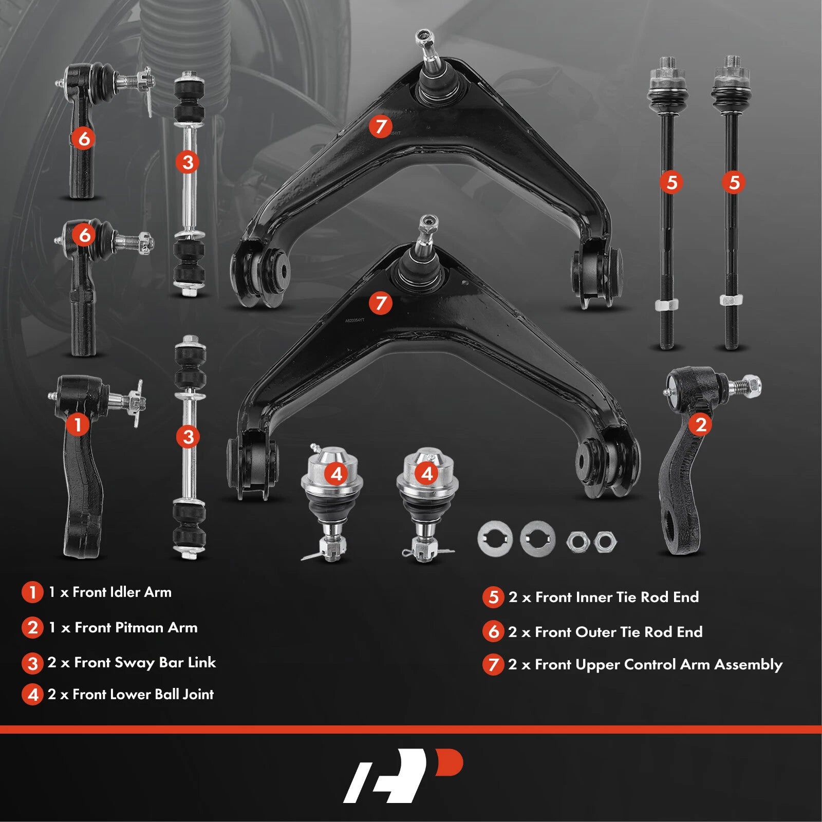 12x Front Control Arm Tie Rod End for Chevy Silverado 2500 (2001-2023)