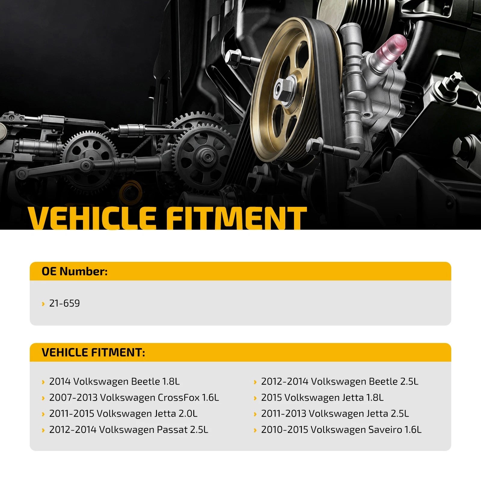 Power Steering Pump for Volkswagen Beetle 2014, Jetta 2015 (1.8L) 21-659