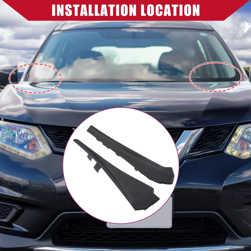 Front Windshield Wiper Side Cowl Extension Trim for Nissan Rogue (2014–2020)