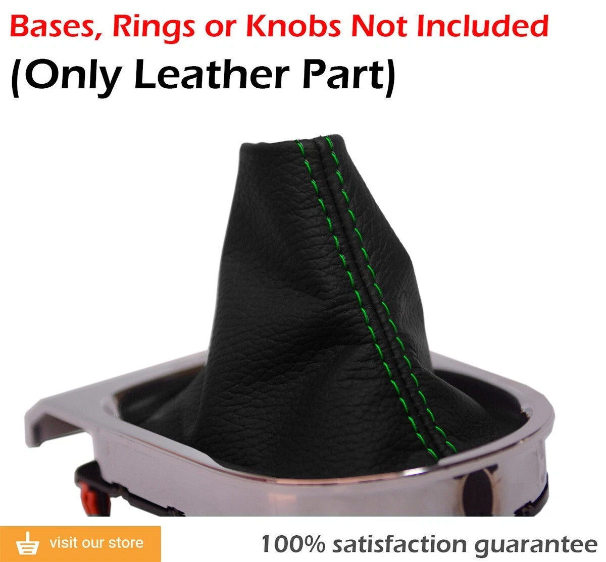 Leather Manual Shift Boot for Ford Mustang (2015–2020) Green Stitch