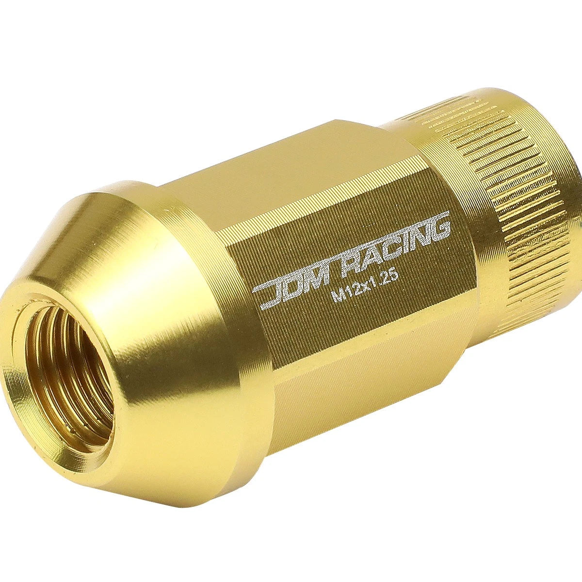 Set of 4 Open End M12x1.25 Gold Aluminum Wheel Lug Nuts 44mm Tall 25mm OD