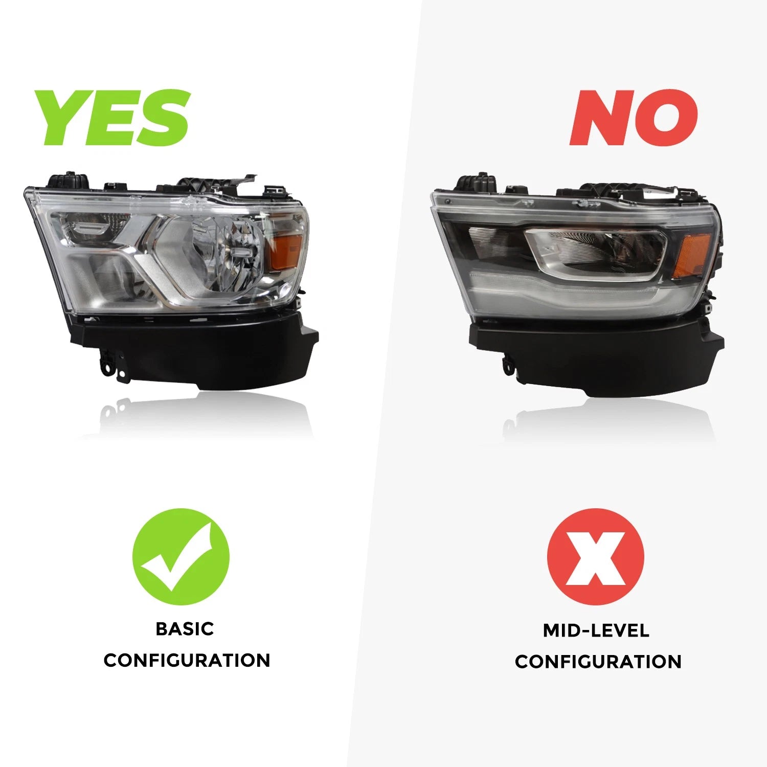 Chrome Headlight for Dodge Ram 1500 (2019–2023)