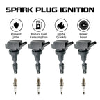 4X Ignition Coil + Spark Plug for Kia Optima (2016–2020) Stinger (2018–2021) Sportage (2017–2020)