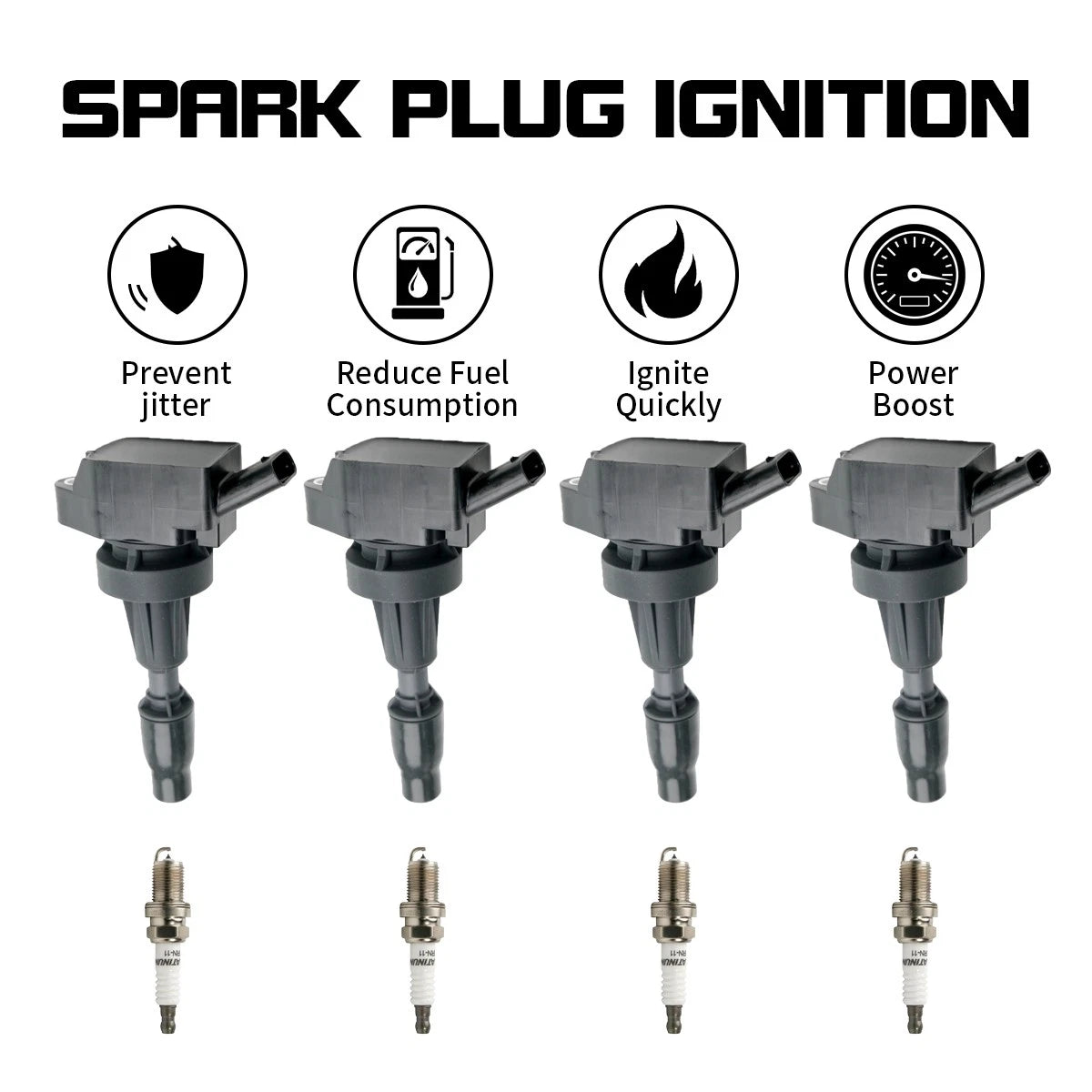 4X Ignition Coil + Spark Plug for Kia Optima (2016–2020) Stinger (2018–2021) Sportage (2017–2020)