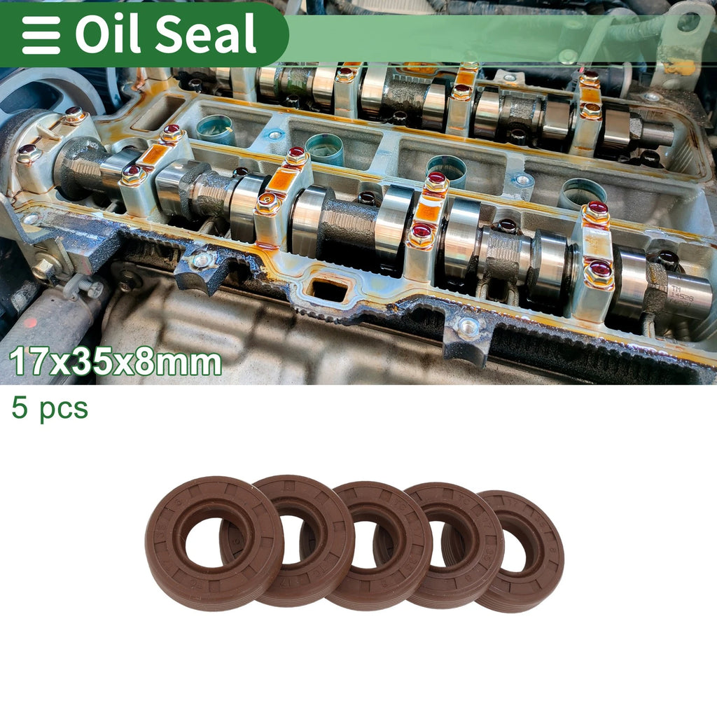 Oil Seal FKM Rubber 17x35x8mm for Various Models (5 Pcs)