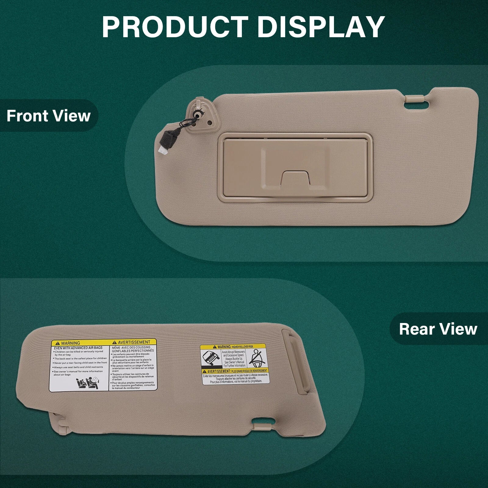Sun Visor for Nissan Murano (2006–2008) Beige Left Driver Side W/Lamp 96401-CC22B