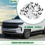 30 Pcs Rocker Panel Clips for Chevrolet Avalanche (2007–2013) No.11518357 White