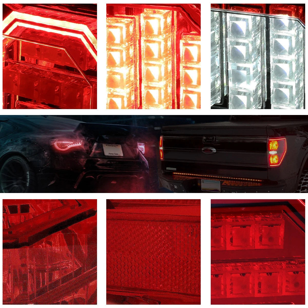 Tron Style 3D LED Tail Light Brake Lamp for Ford F-150 (2015–2017) Smoked/Red