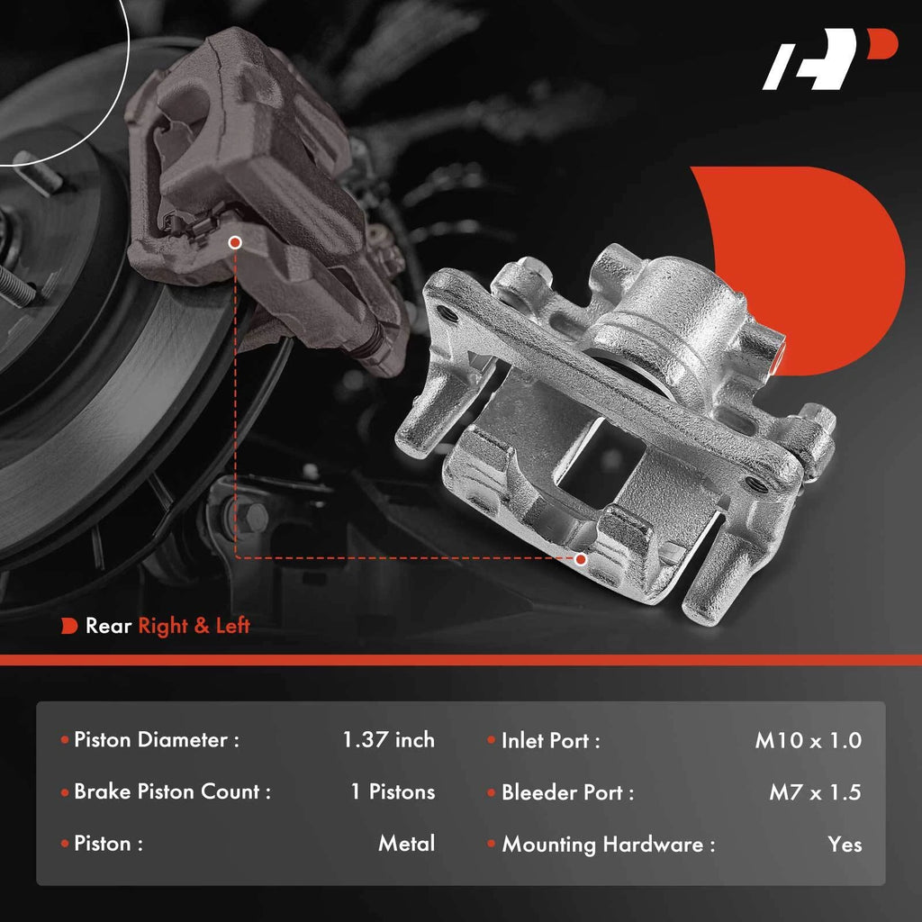 Set of 6 Rear Brake Calipers and Pads for Chrysler 200 Dodge Avenger Caliber