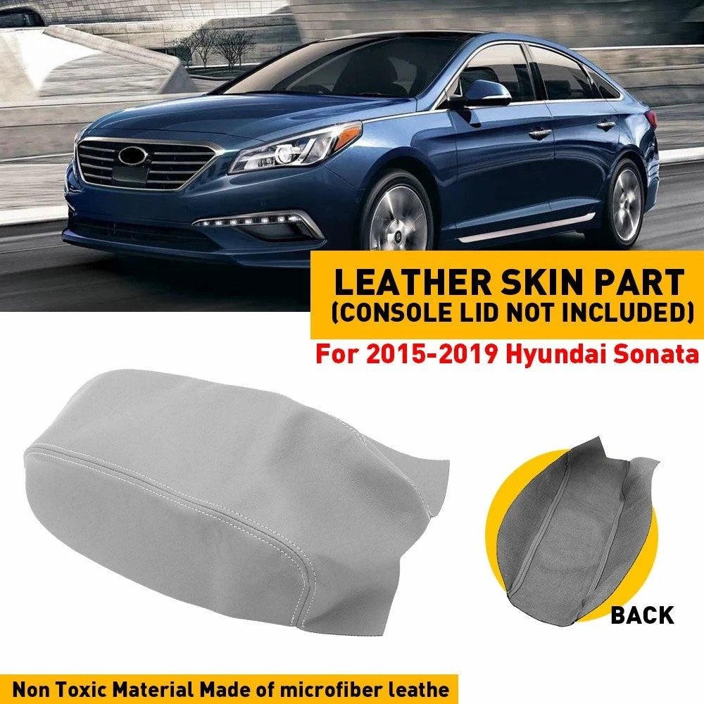 Leather Center Console Lid Armrest Cover for Hyundai Sonata (2015–2019)