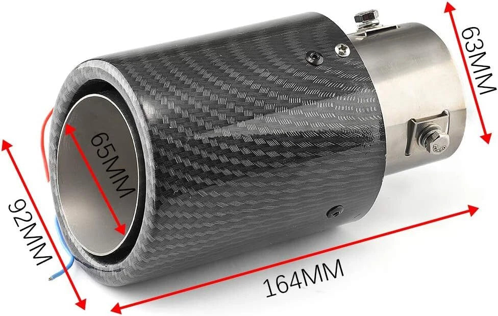 2X LED Muffler Tip Tail Pipe Carbon Fiber Curved Universal