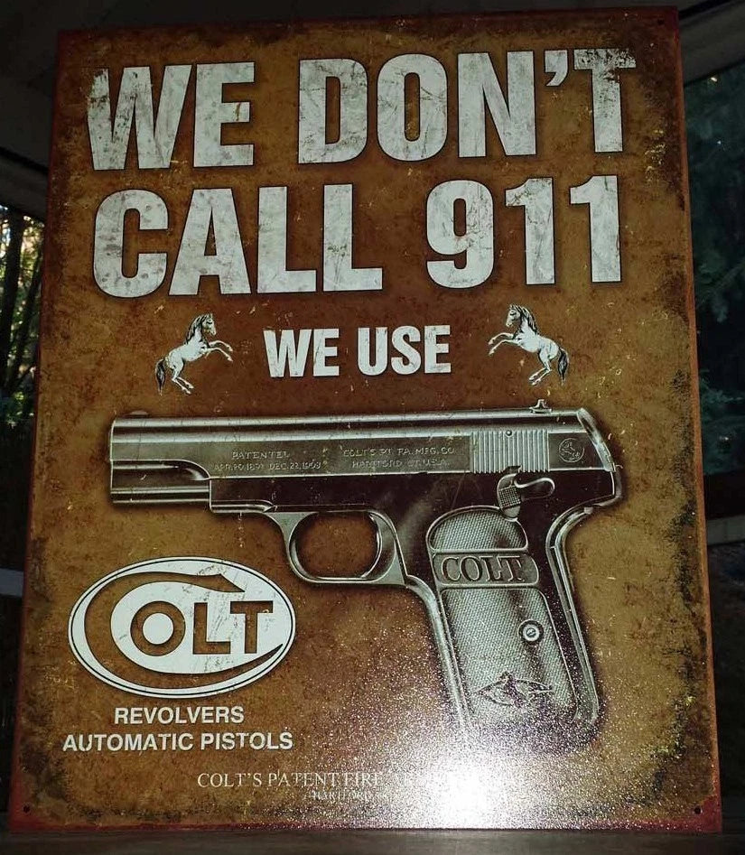 Vintage Replica Tin Metal Sign Colt Revolvers 1799