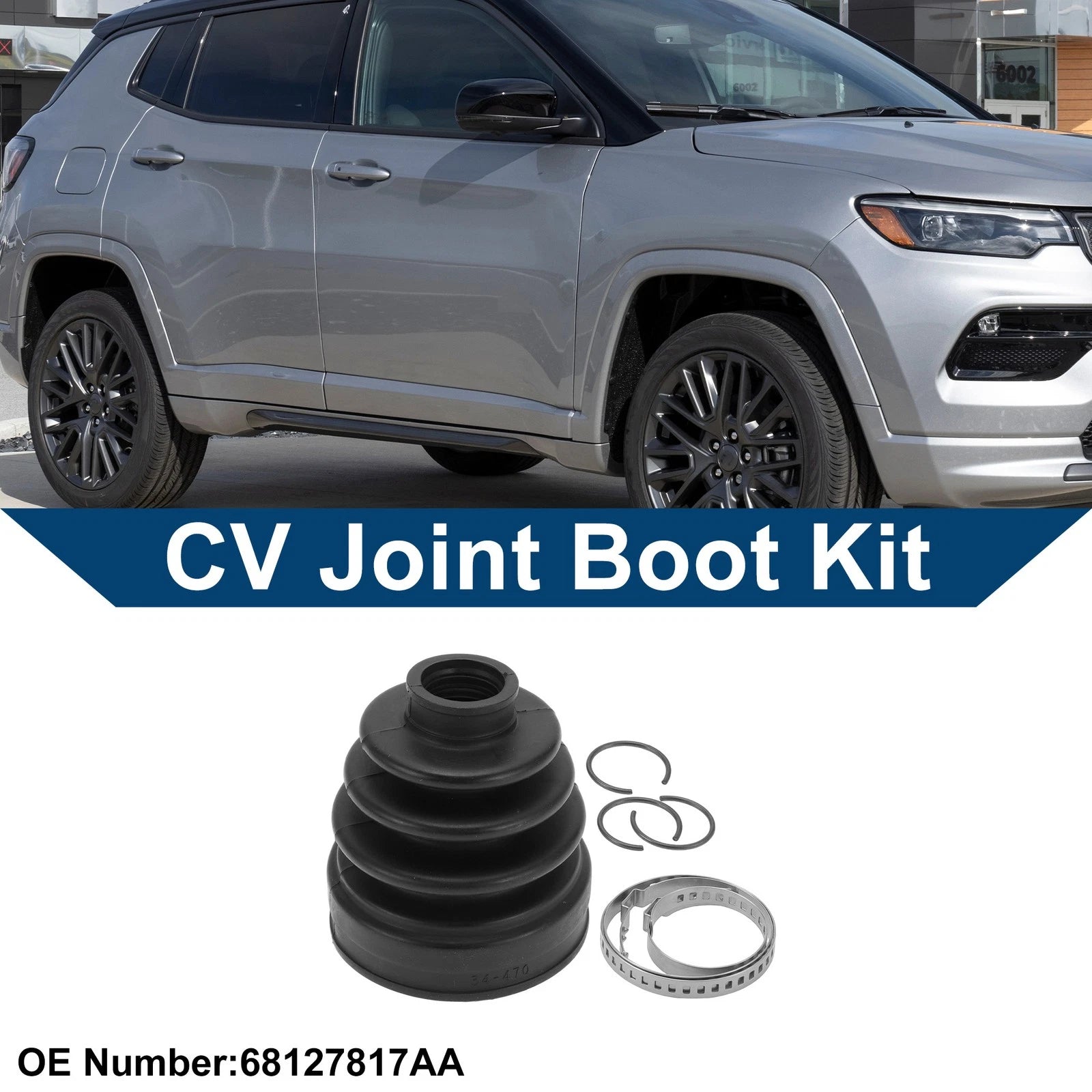 Inner CV Joint Boot Kit w/ Clamps for Jeep Compass (2008–2014) 68127817AA