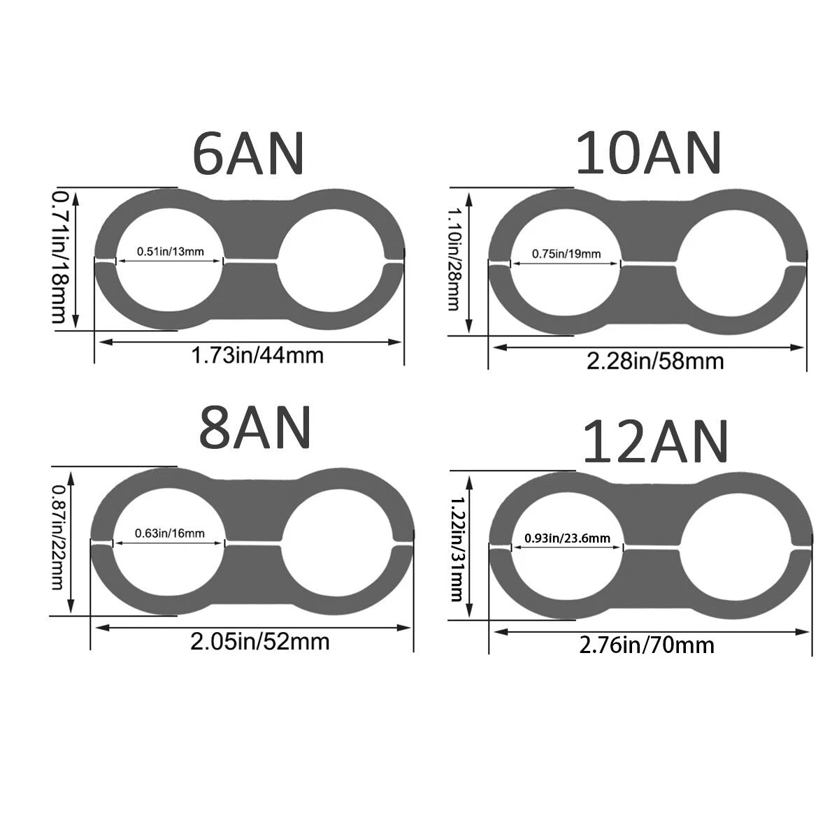 6AN Hose Separator Clamp Bracket Adapter for 3/8" Fuel Hose (1960-2000)