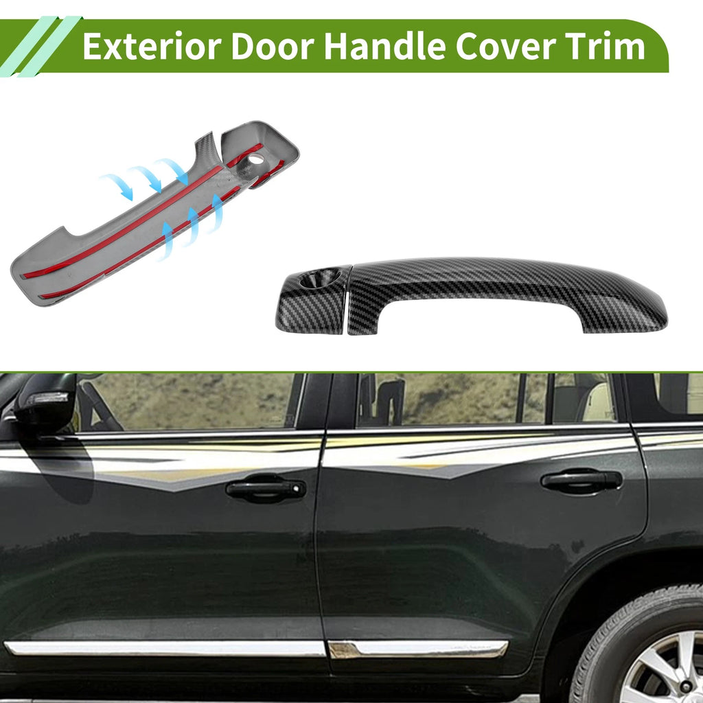 2X Exterior Door Handle Cover Trim for Toyota FJ Cruiser (2007–2014) Carbon Fiber Black