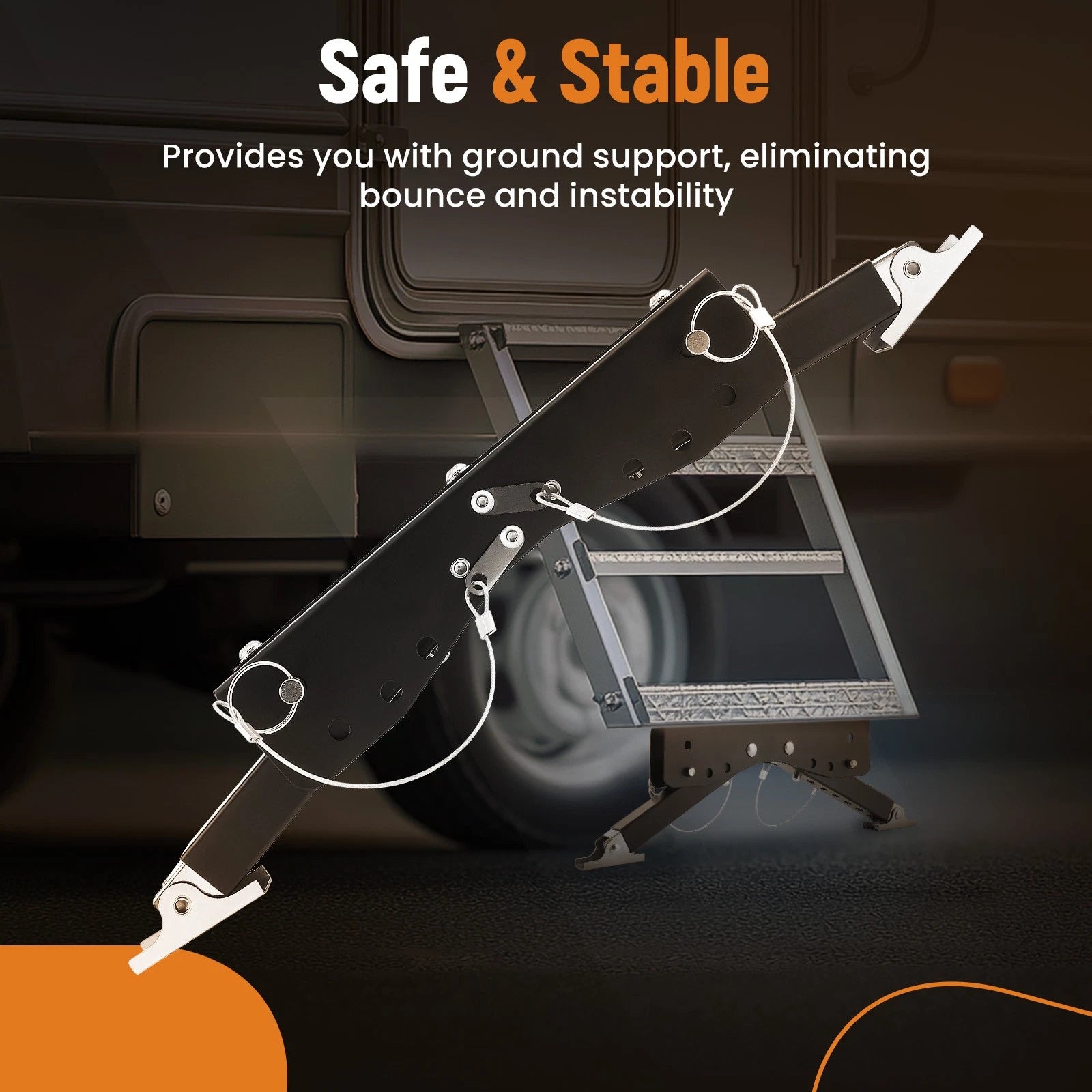 Step Stabilizer Kit for RV Travel Trailers and Motorhomes (2.8"–11.4")