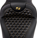 SADDLEMEN RoadSofa Seat for FLH/FLT (without Backrest) - Honeycomb, Gold Stitch